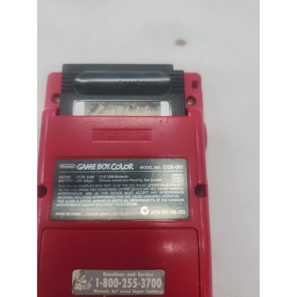 Nintendo GameBoy Color GBC Berry Red System CGB-001 Tested With A Game